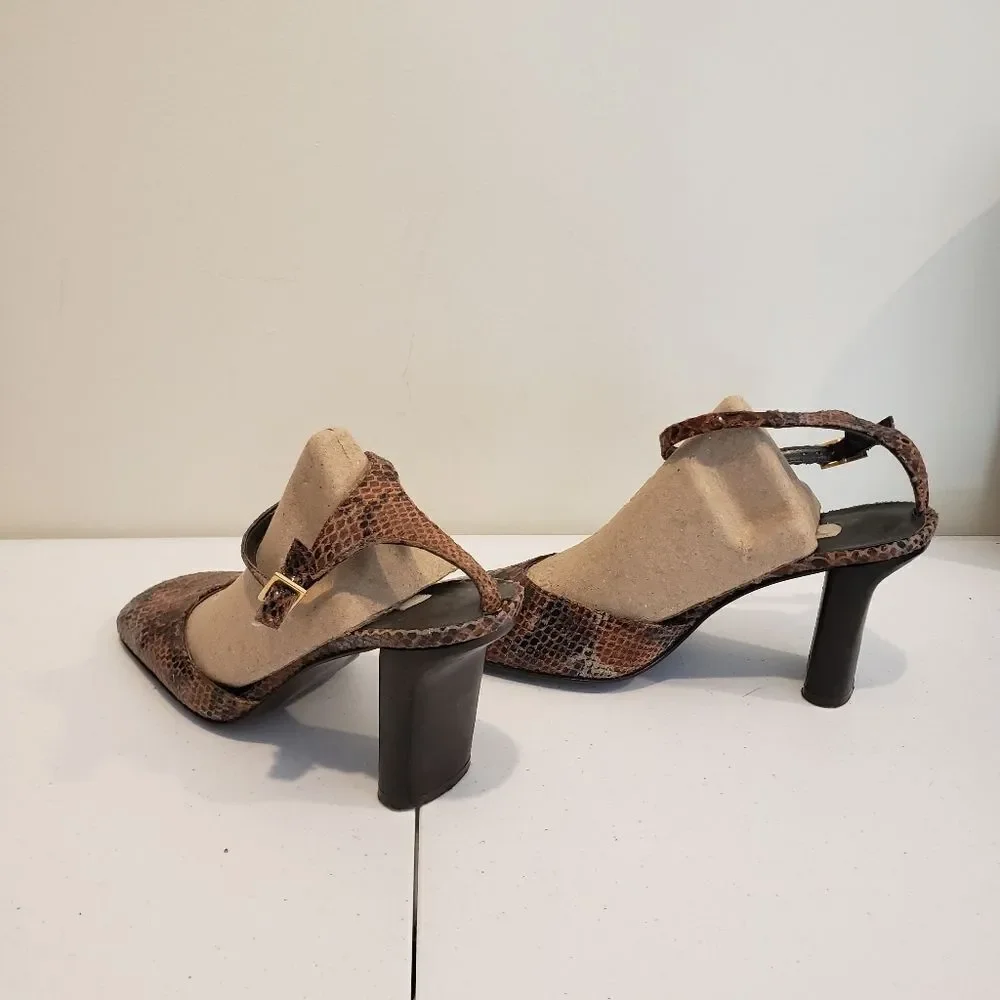 Mina Brown Snakeskin Women's Heels Size  6.5